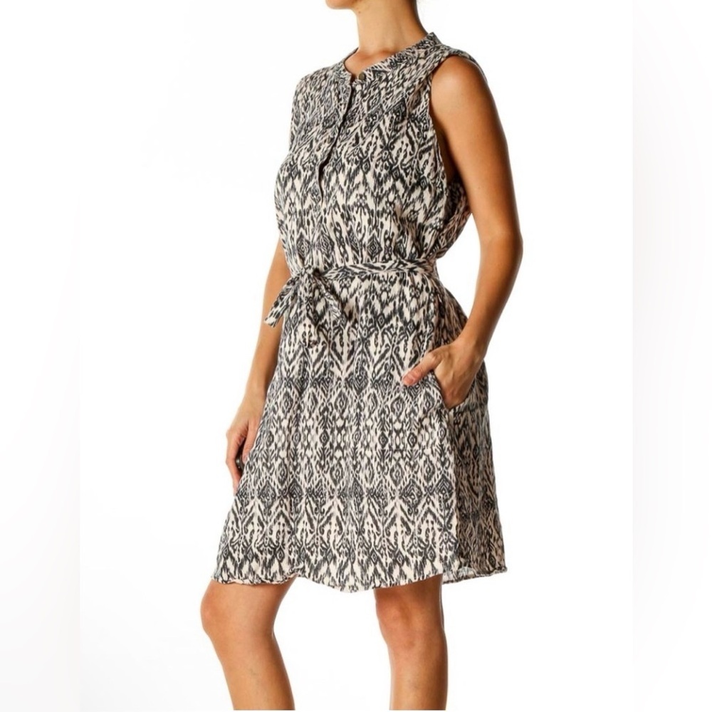 Navy and White Patterned Mini Dress